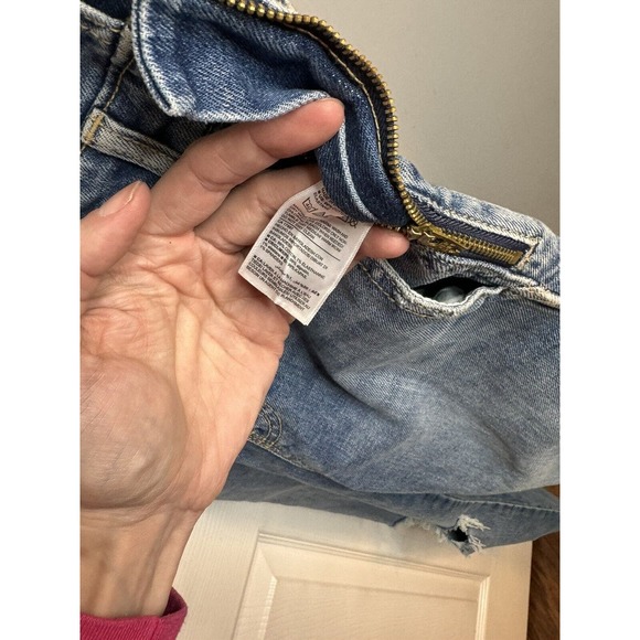 Old Navy Women's Blue Denim Bib Overalls Distressed Size 2 Stretch - Picture 5 of 7